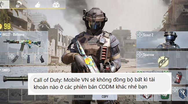 Call of Duty: Mobile VN sẽ không đồng bộ dữ liệu với bản quốc tế