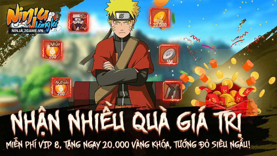 Ninja Làng Lá Mobile chơi lớn tặng tướng khủng, VIP 8 ngay khi vào game
