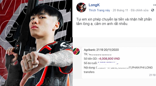 Fan donate 4 triệu mừng chiến thắng, nam tuyển thủ PUBG trả lại vì “chỉ nhận tình cảm”