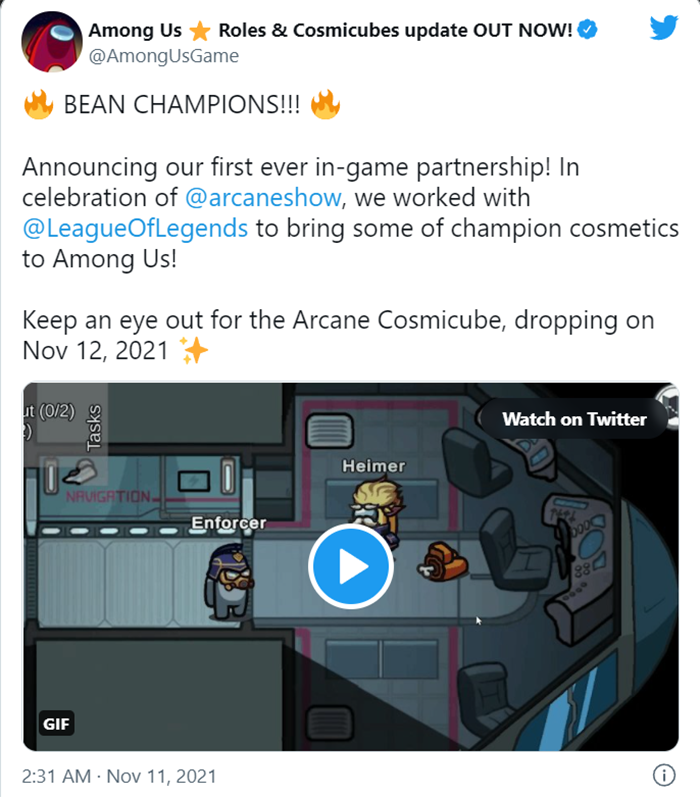 Announcing: The Among Us x Arcane Cosmicube!