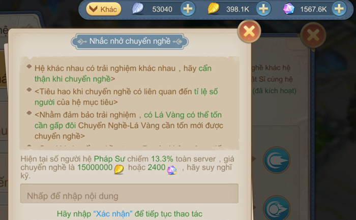 Cloud Song VNG cho phép người chơi tự do chuyển đổi Class trong phiên bản mới 
