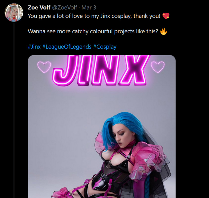 Đến với Jinx “dậy thì thành công” của cosplayer Zoe Volf [HOT]