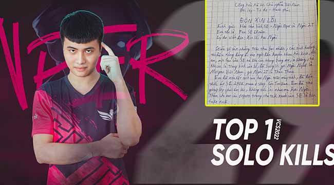 Nper vượt mặt Kiaya trở thành “Top 1 solokill”, fan viết hẳn thư tay để xin lỗi