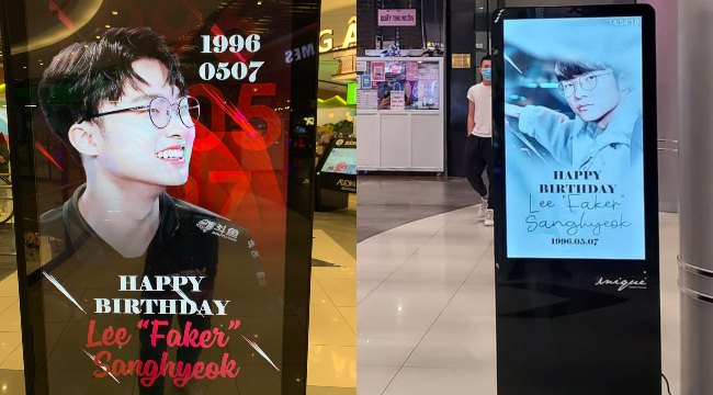 Fan Việt Nam mừng sinh nhật Faker độc đáo, phủ sóng idol khắp các trung tâm thương mại
