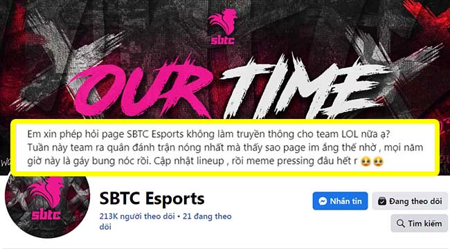 Fan SBTC thắc mắc về việc đội ngưng làm content sau drama