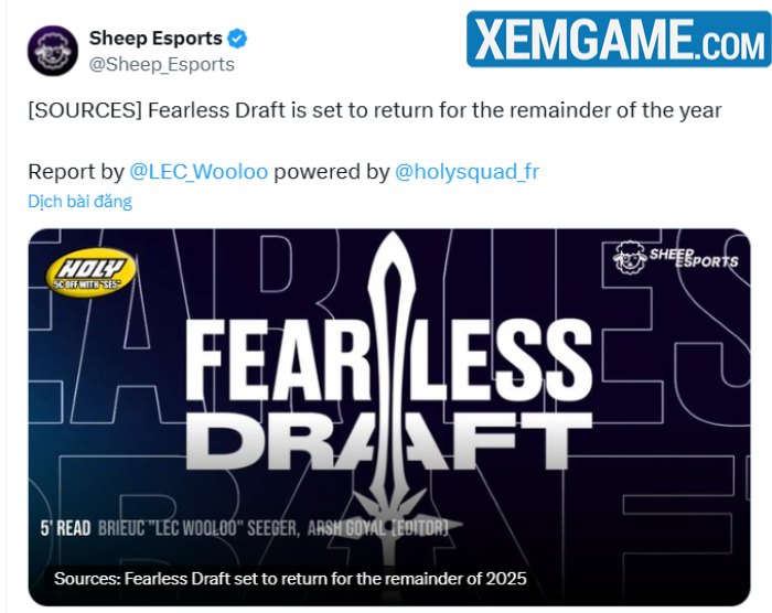 Fearless Draft tiếp tục được áp dụng ở tất cả giải đấu trong năm 2025