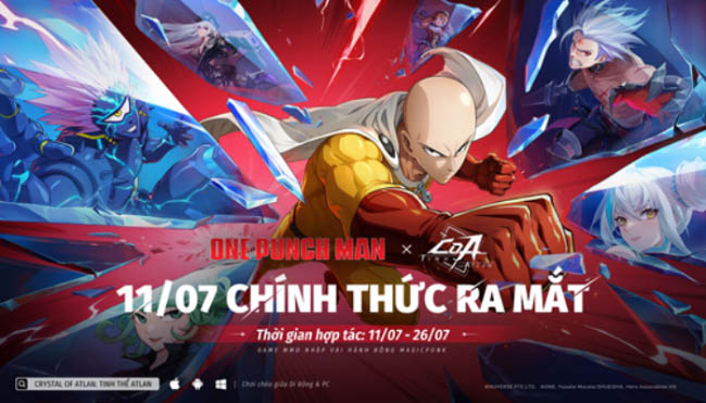 Crystal of Atlan: Tinh Thể Atlan chính thức ra mắt 11/07! Cú bắt tay cùng One-Punch Man hứa hẹn bùng nổ mùa hè 