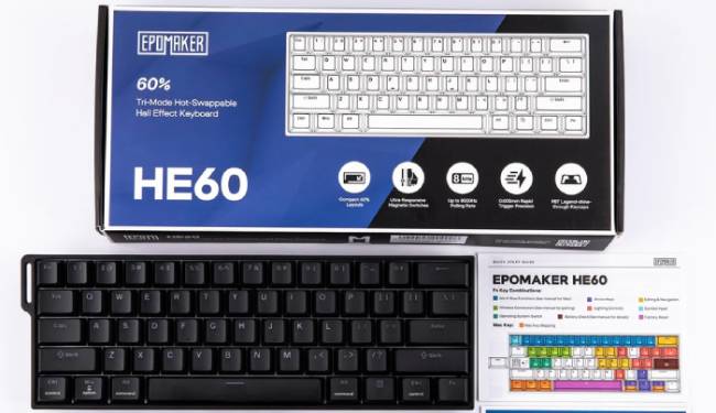 Epomaker HE60: Bàn phím gaming Hall Effect không dây giá rẻ, hỗ trợ polling rate 8.000 Hz